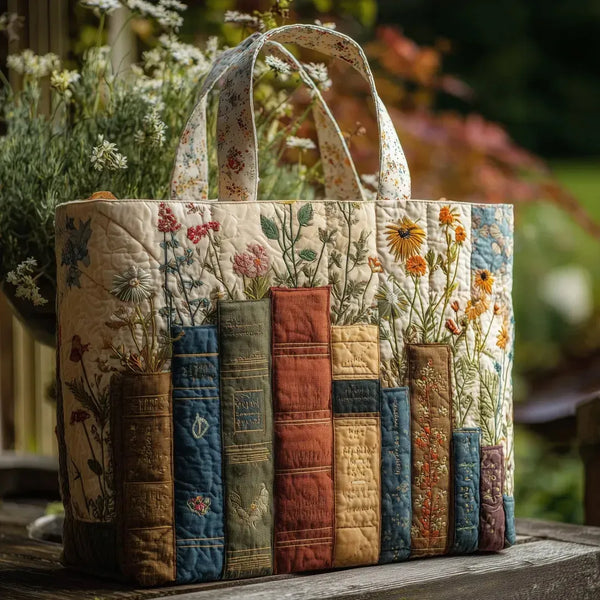 Gepolsterte Tasche Kollektion Bücher und Blumen