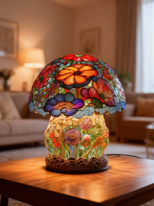 GARDENLUXE | Bunte Tischlampe mit Blumenmotiv